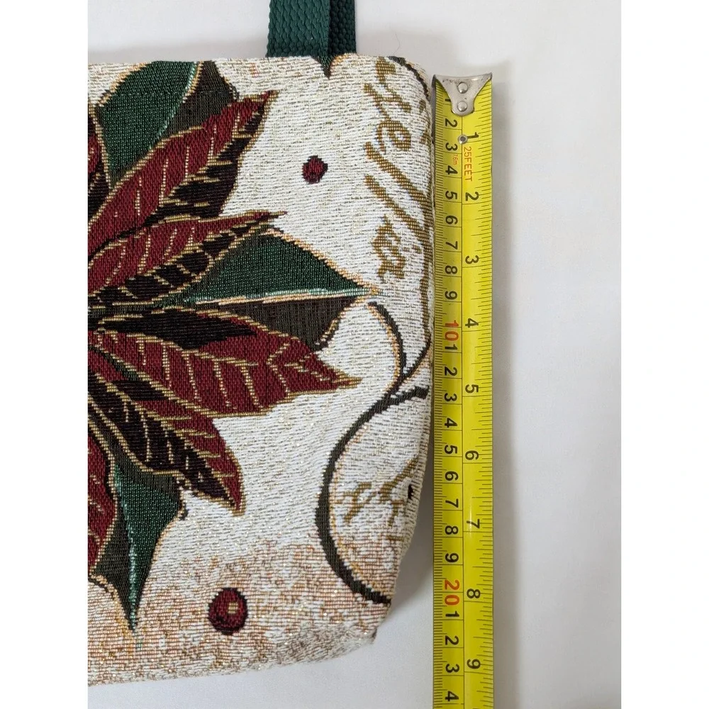 Vintage Christmas Holiday Poinsettia Tapestry Tote Bag & Blanket Fringe Acrylic